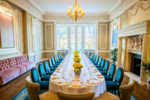 Impressive private dining room, Brabourne Room, in elegant London venue, Six Park Place.